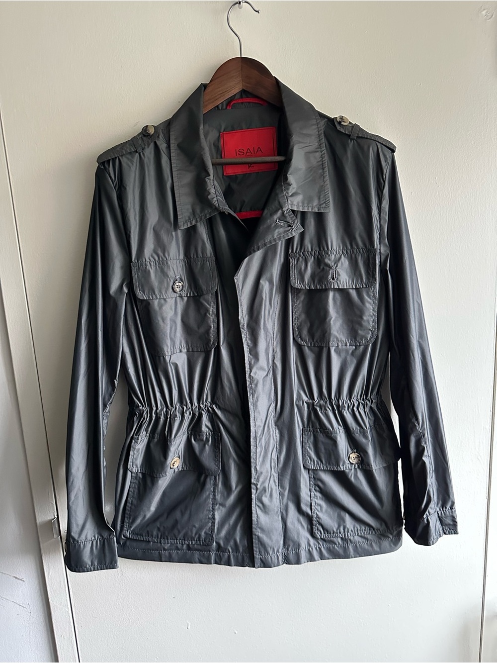 Isaia Charcoal Gray Military Field Jacket EU52